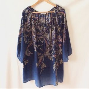 Susan Graver 22W Boho Ombré Paisley Pattern Top